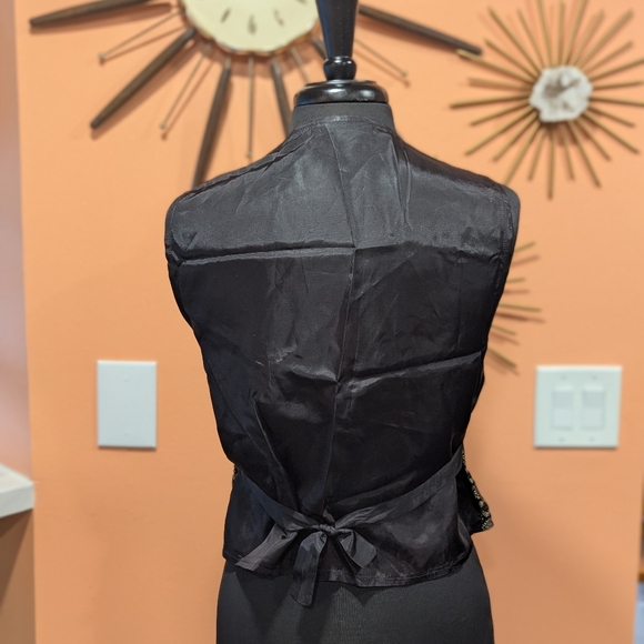 Vintage 90s Whimsigoth Patterned Button-Up Vest Satin Medium Gloria Lance Boho - Picture 3 of 12